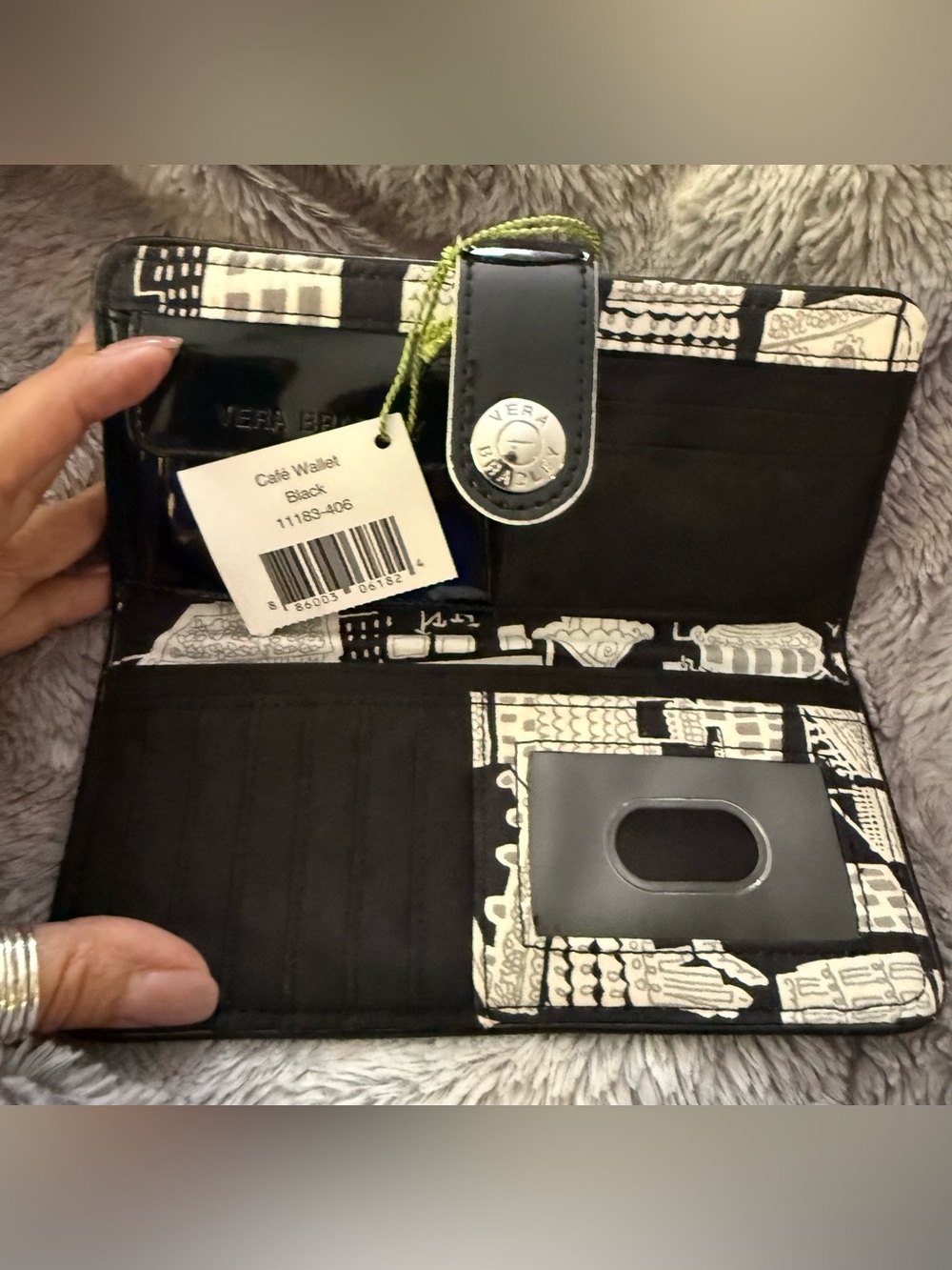 Vera Bradley Cafe Quilted Wallet~ Black/retired Cafe Latte pattern NWT - Picture 4 of 10